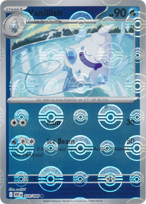 White Flare Vanillish #28/86 Pokeball Holo